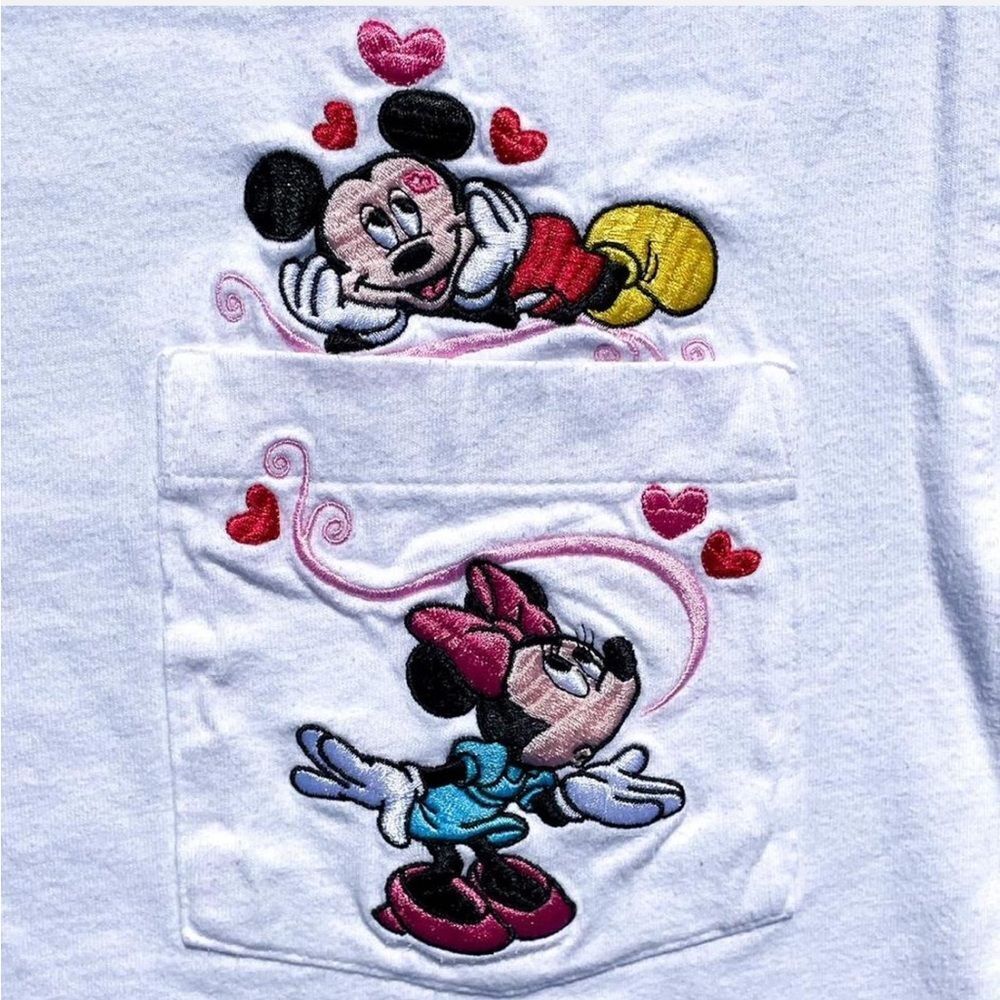 Minnie Mouse Loves Mickey Vtg 1990s The Disney Store Pocket T-Shirt Women’s (M)